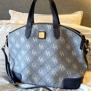 Dooney and Bourke Denim satchel with extra long straps.